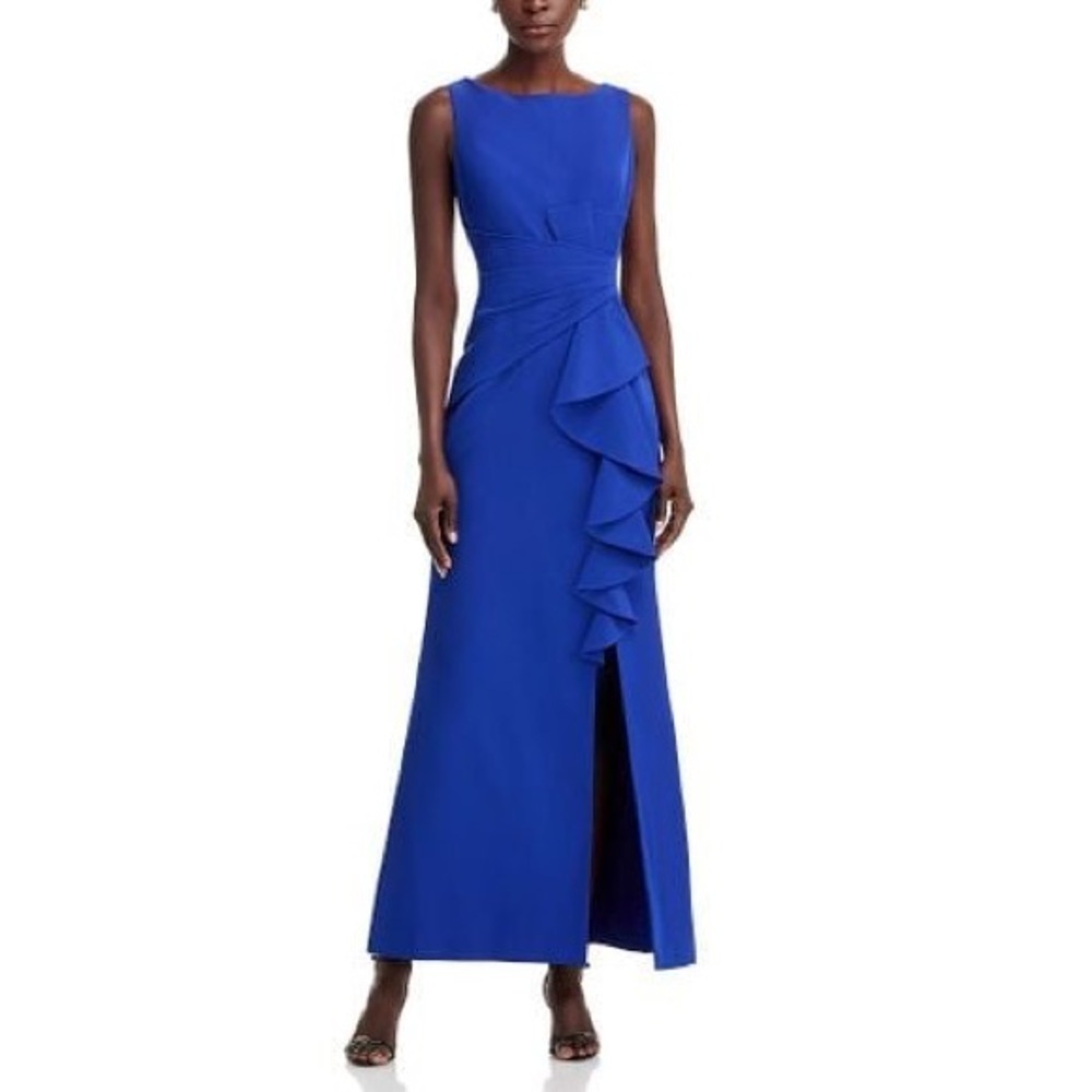 Eliza J
Women's Blue Sleeveless Cascading-Ruffle Gown